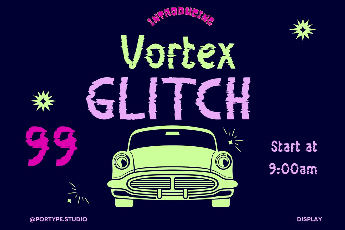 Пример шрифта Vortex Glitch