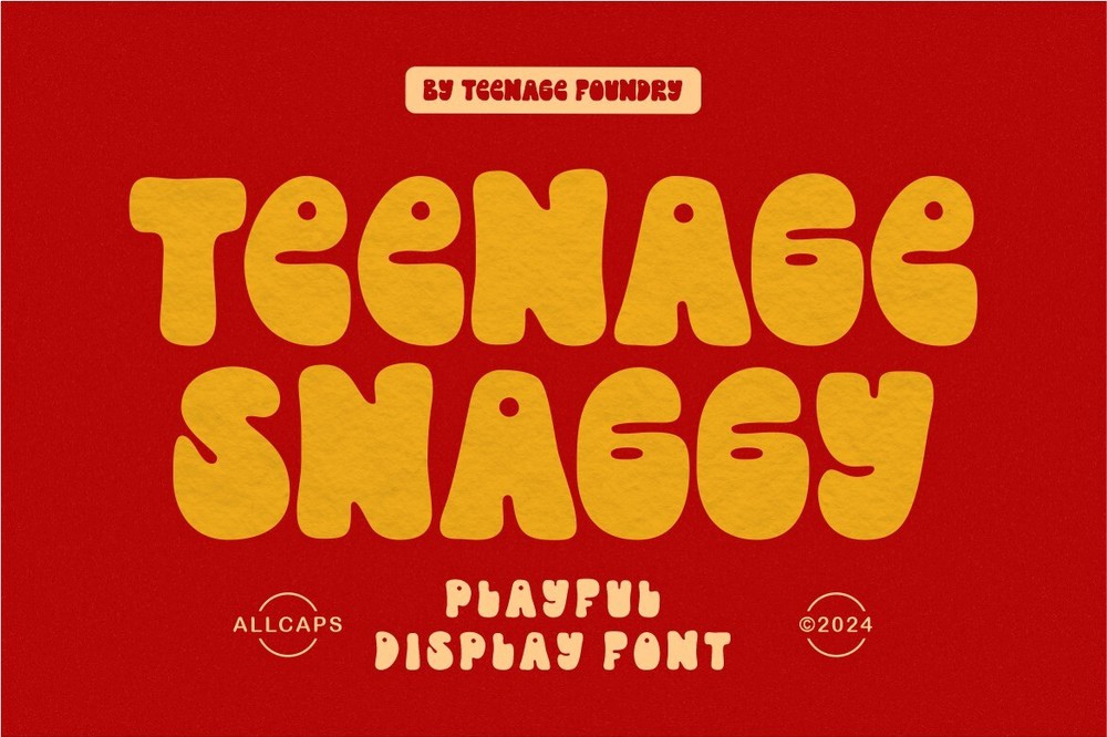 Пример шрифта Teenage Snaggy