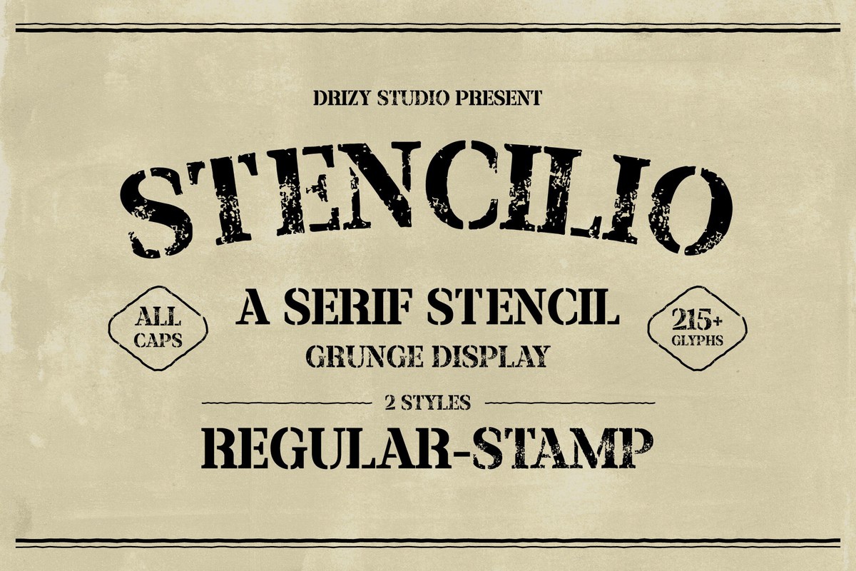 Пример шрифта Stencilio Regular