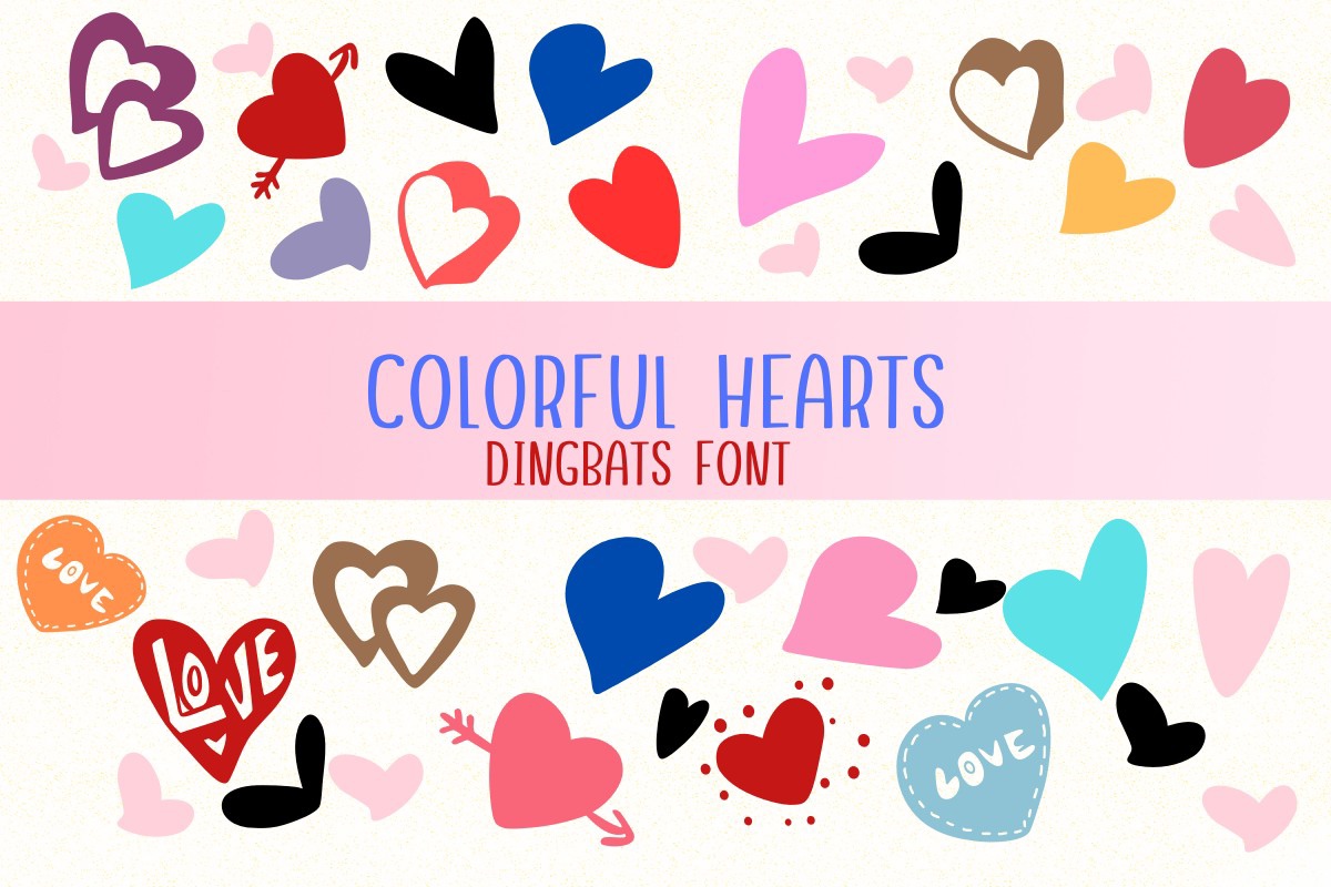 Пример шрифта Colorful Hearts Regular