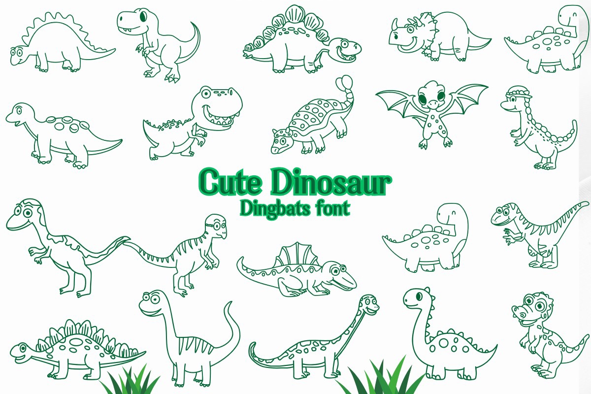 Пример шрифта Cute Dinosaur