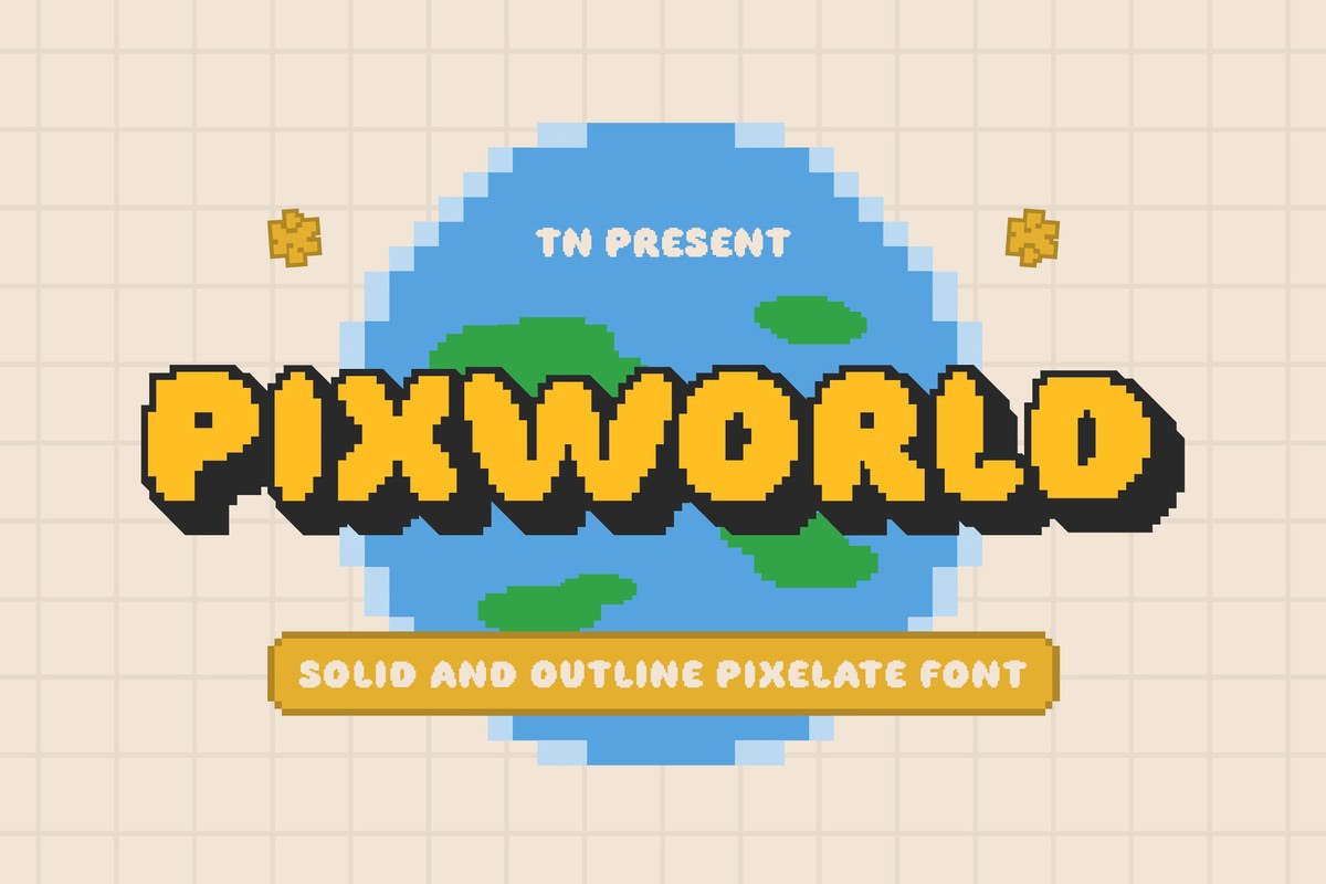 Пример шрифта Pixworld