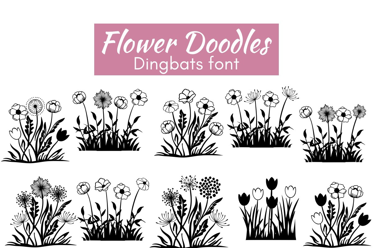 Пример шрифта Flower Doodles