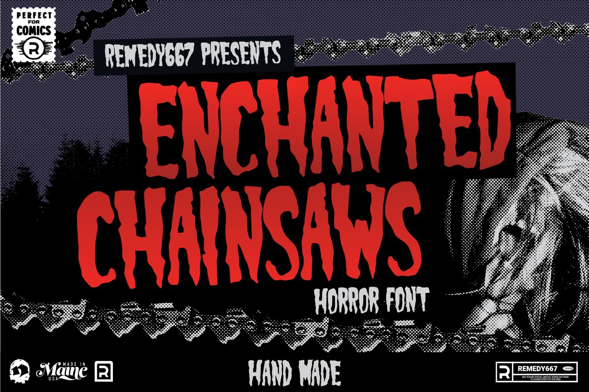 Пример шрифта Enchanted Chainsaws