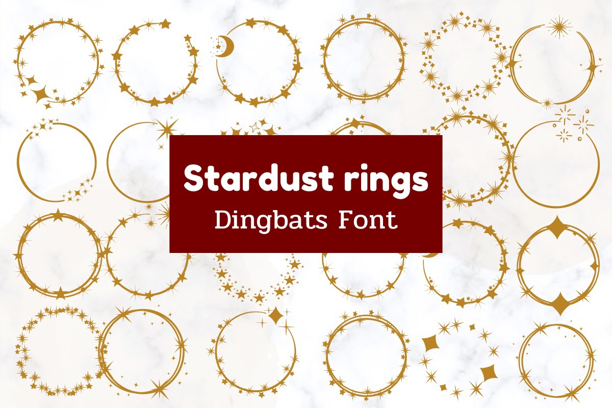 Пример шрифта Stardust Rings