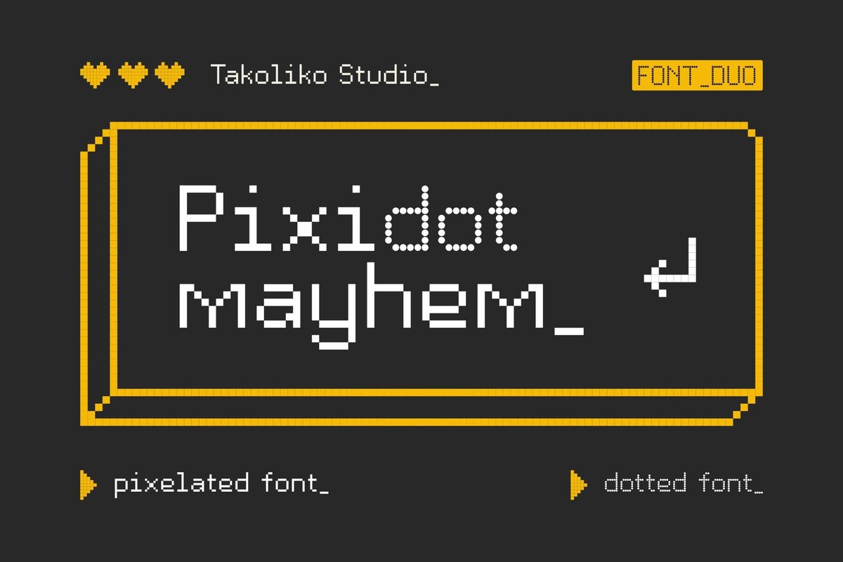 Пример шрифта Pixidot Mayhem