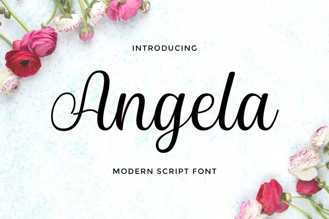 Пример шрифта Angela Script Regular