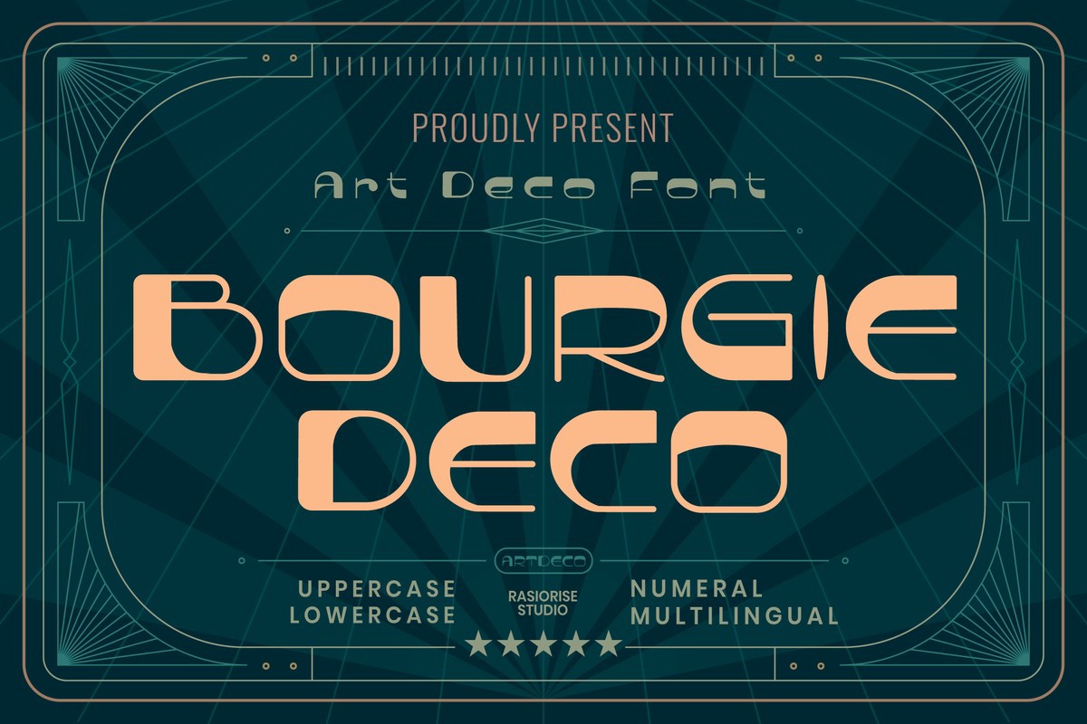 Пример шрифта Bourgie Deco Regular