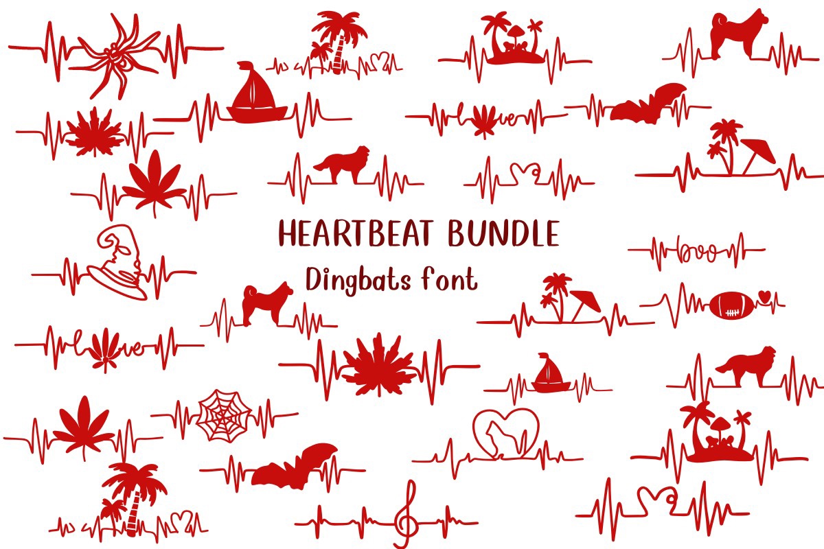 Пример шрифта Heartbeat Bundle Regular