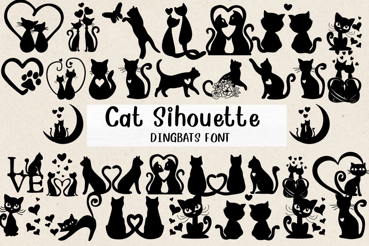 Пример шрифта Cat Silhouette Regular
