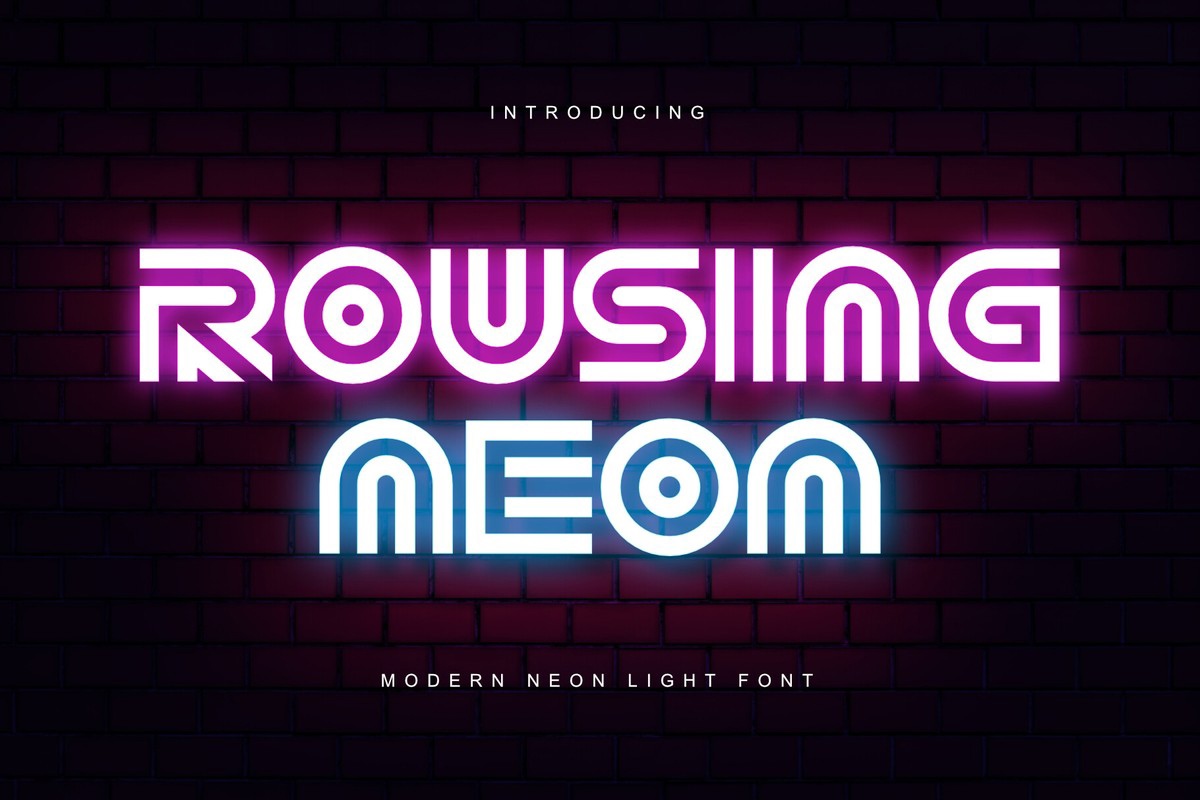 Пример шрифта Rousing Neon Regular