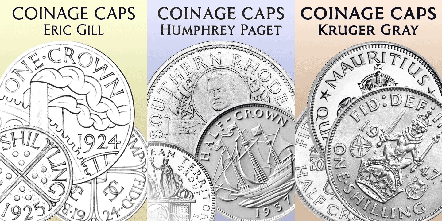 Пример шрифта Coinage Caps Kruger Gray