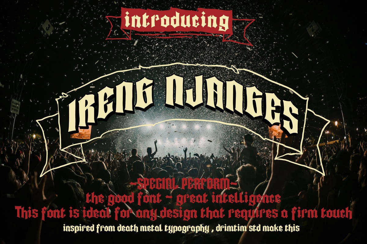 Пример шрифта Ireng Njanges Regular