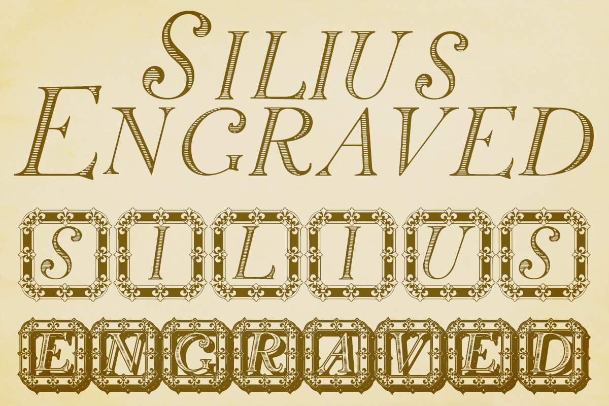 Пример шрифта Silius Engraved Regular