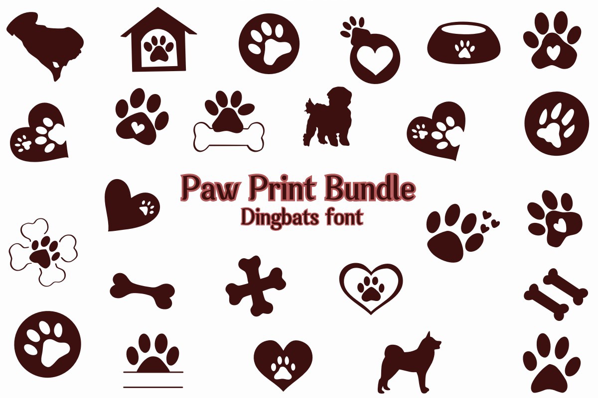 Пример шрифта Paw Print Bundle Regular