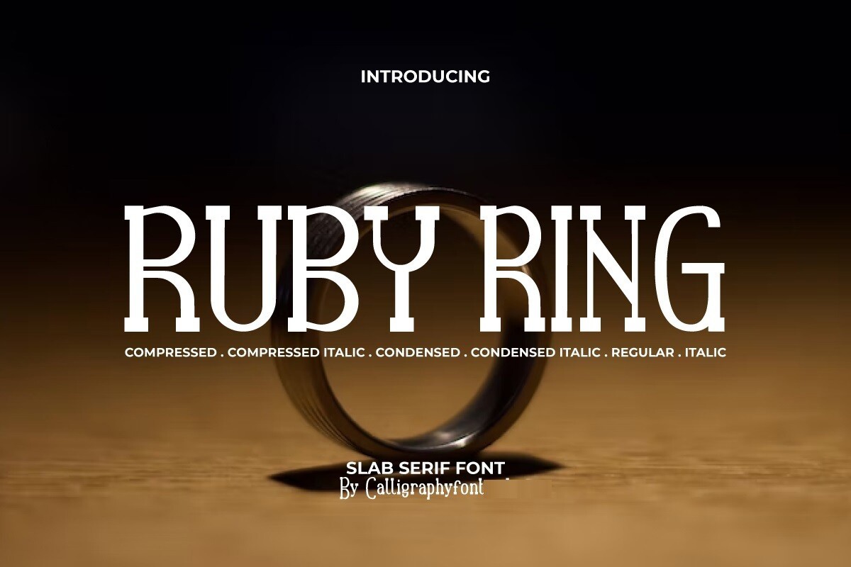 Пример шрифта Ruby Ring Compressed