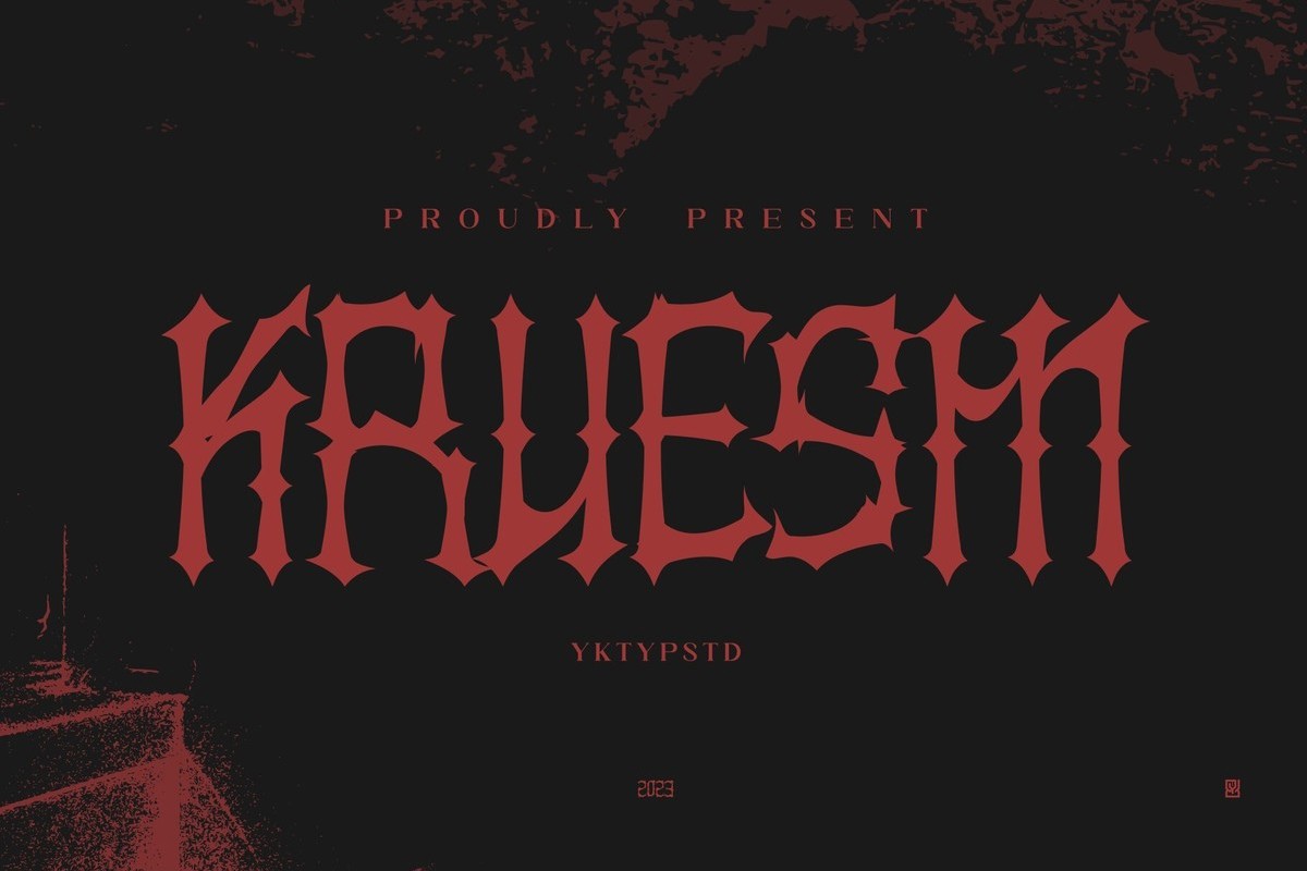 Пример шрифта Kruesm Regular