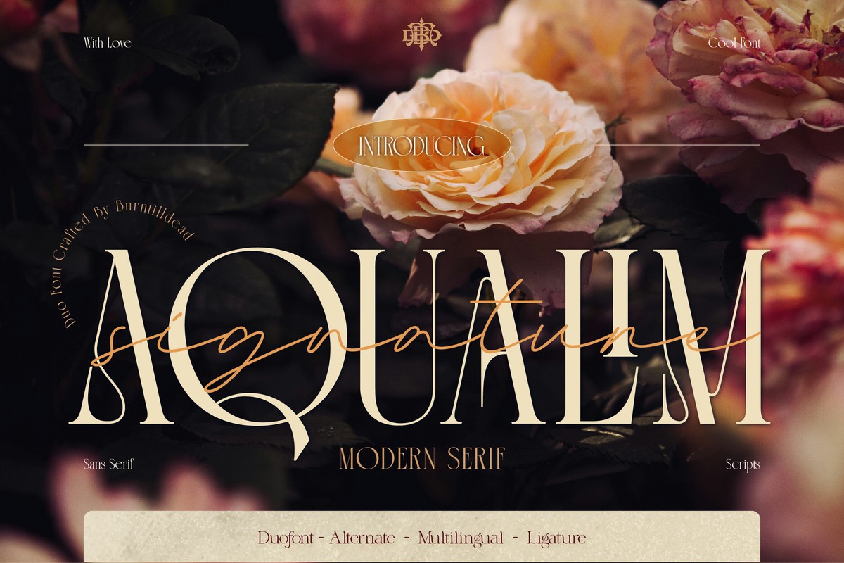 Пример шрифта Aqualim Signature Regular