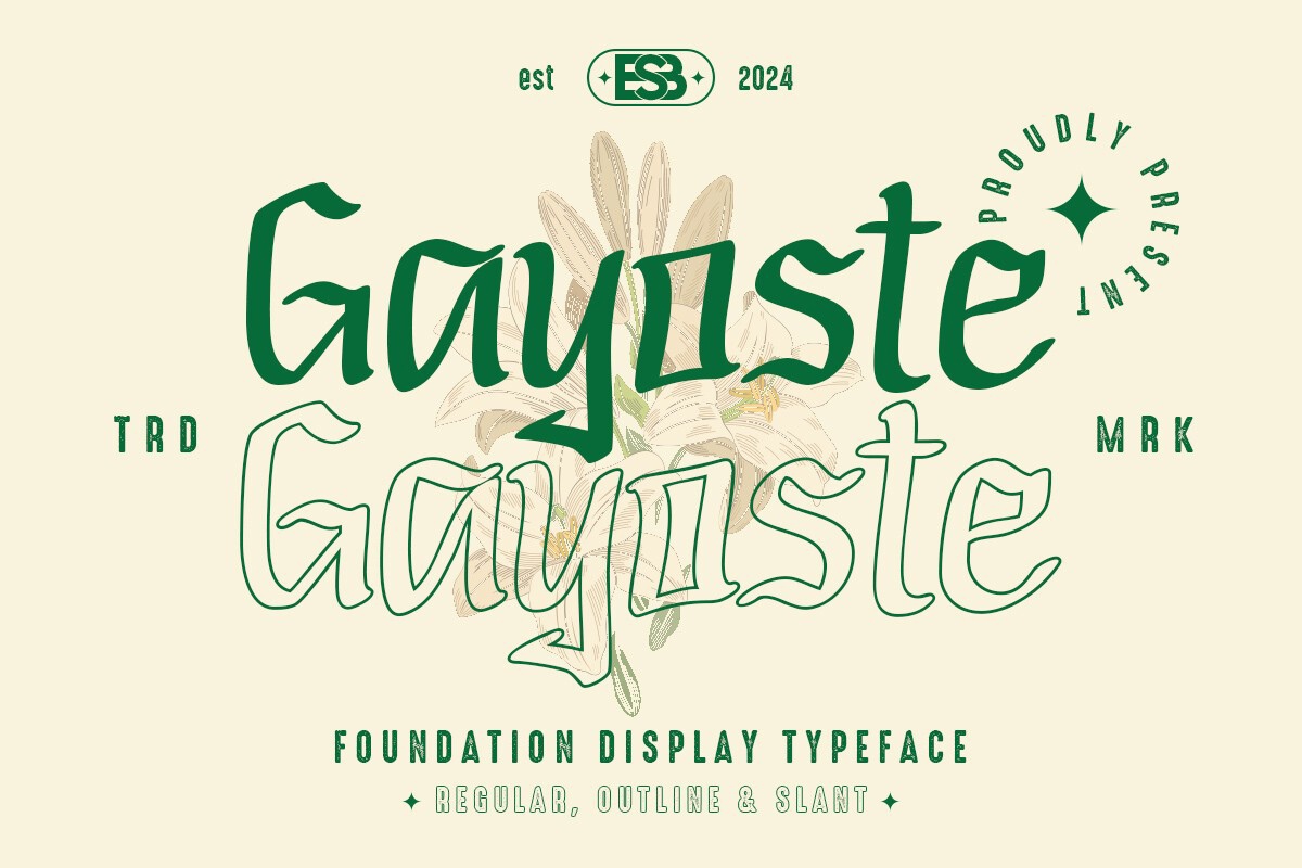 Пример шрифта Gayoste Slant