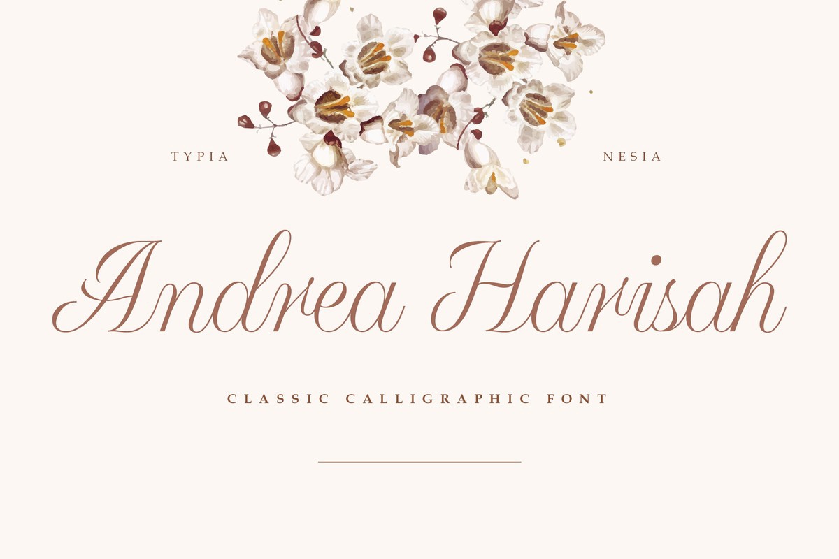 Пример шрифта Andrea Harisah Italic