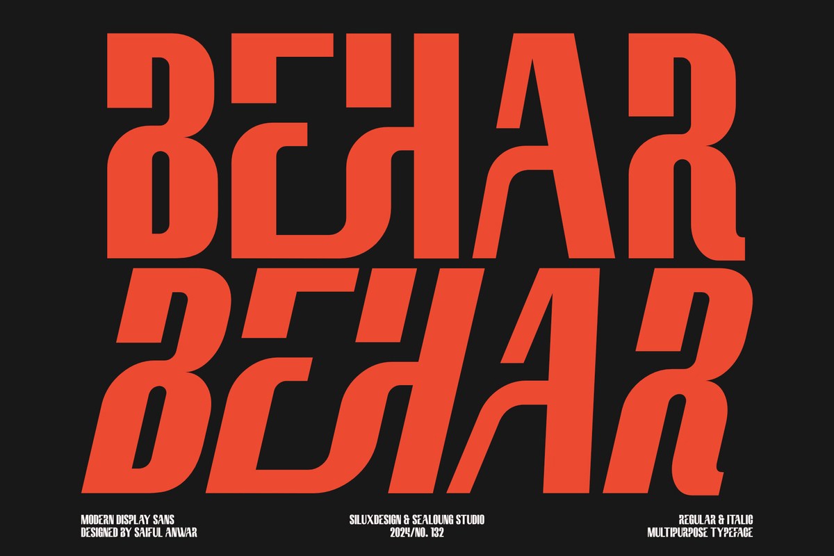 Пример шрифта Behar Italic