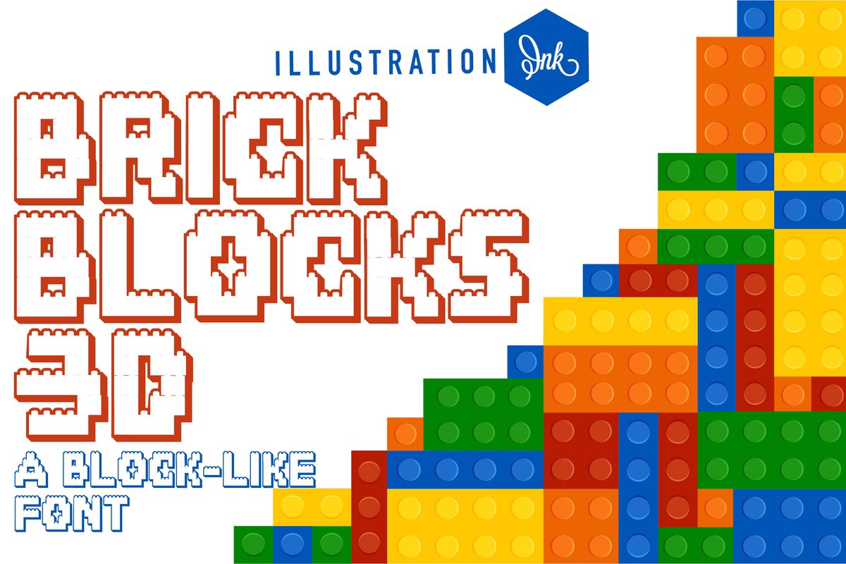 Пример шрифта ZP Brick Blocks 3D Regular
