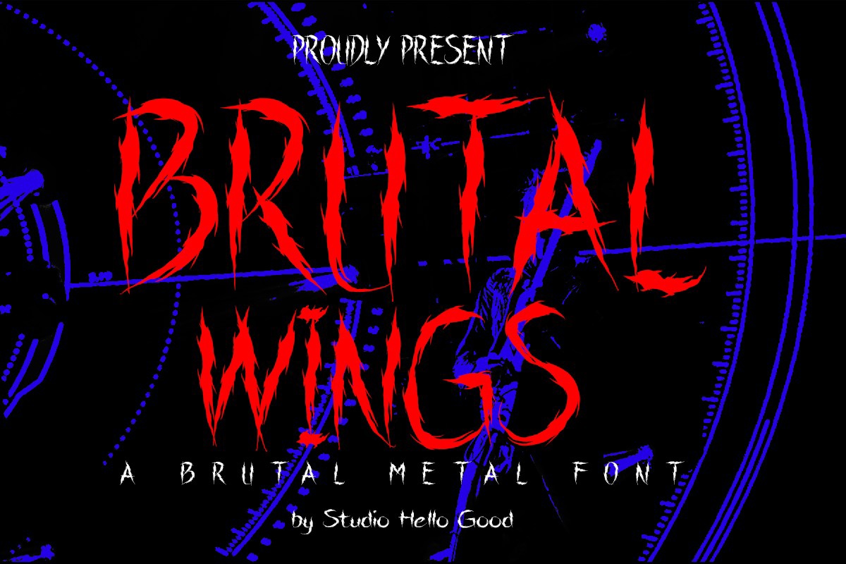 Пример шрифта Brutal Wings Regular