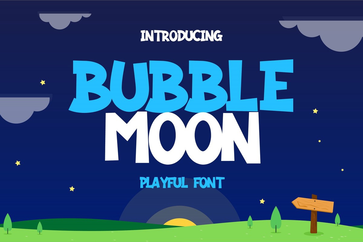 Пример шрифта Bubble Moon Regular