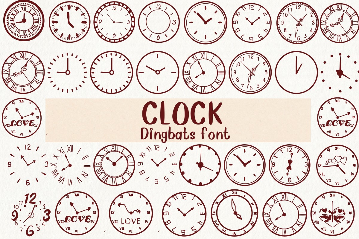 Пример шрифта Clock Regular