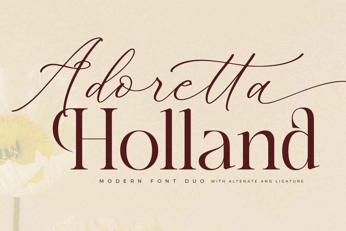Пример шрифта Adoretta Holland Duo Script