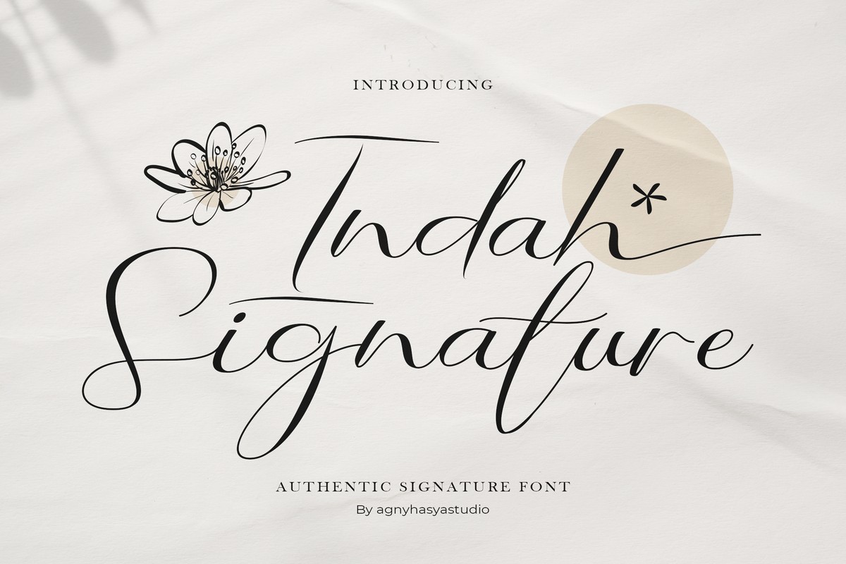 Пример шрифта Indah Signature Regular