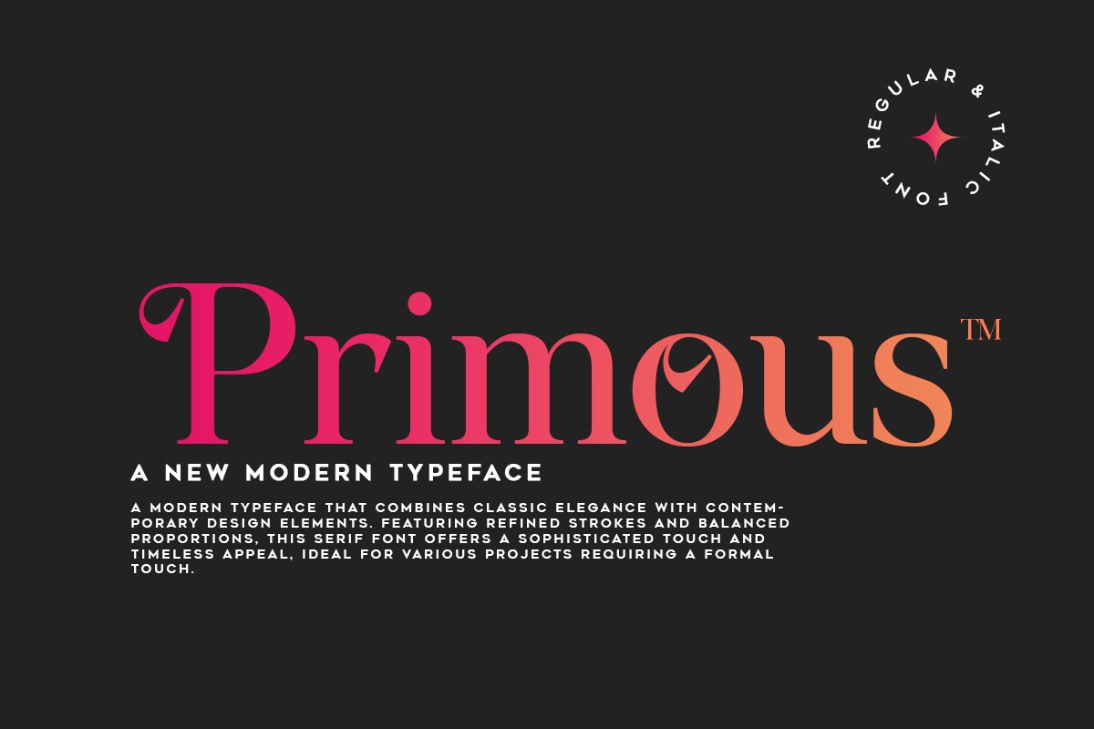 Пример шрифта Primous Regular