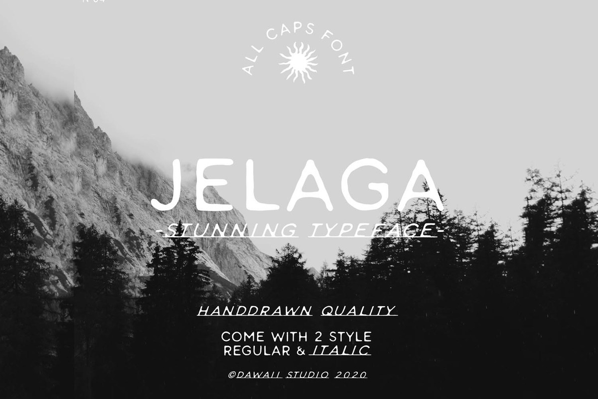 Пример шрифта Jelaga Italic