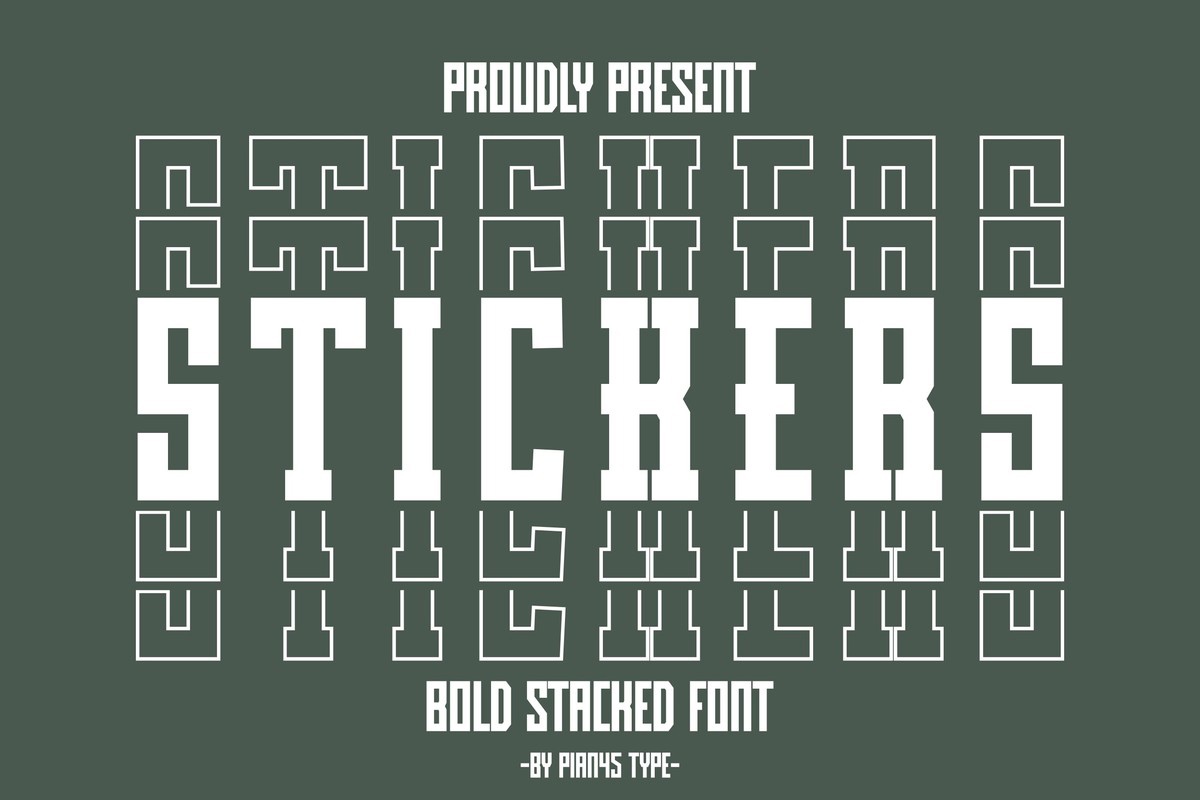 Пример шрифта Stickers Stacked Regular