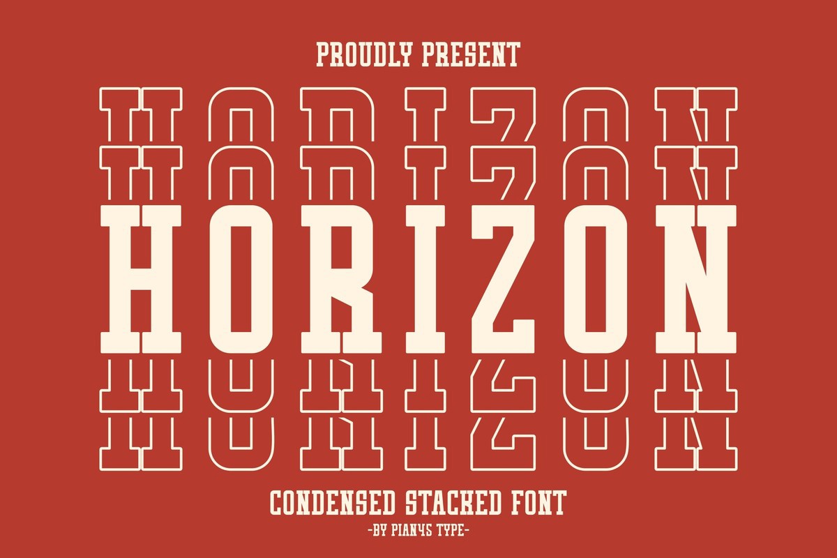 Пример шрифта Horizon Stacked Regular