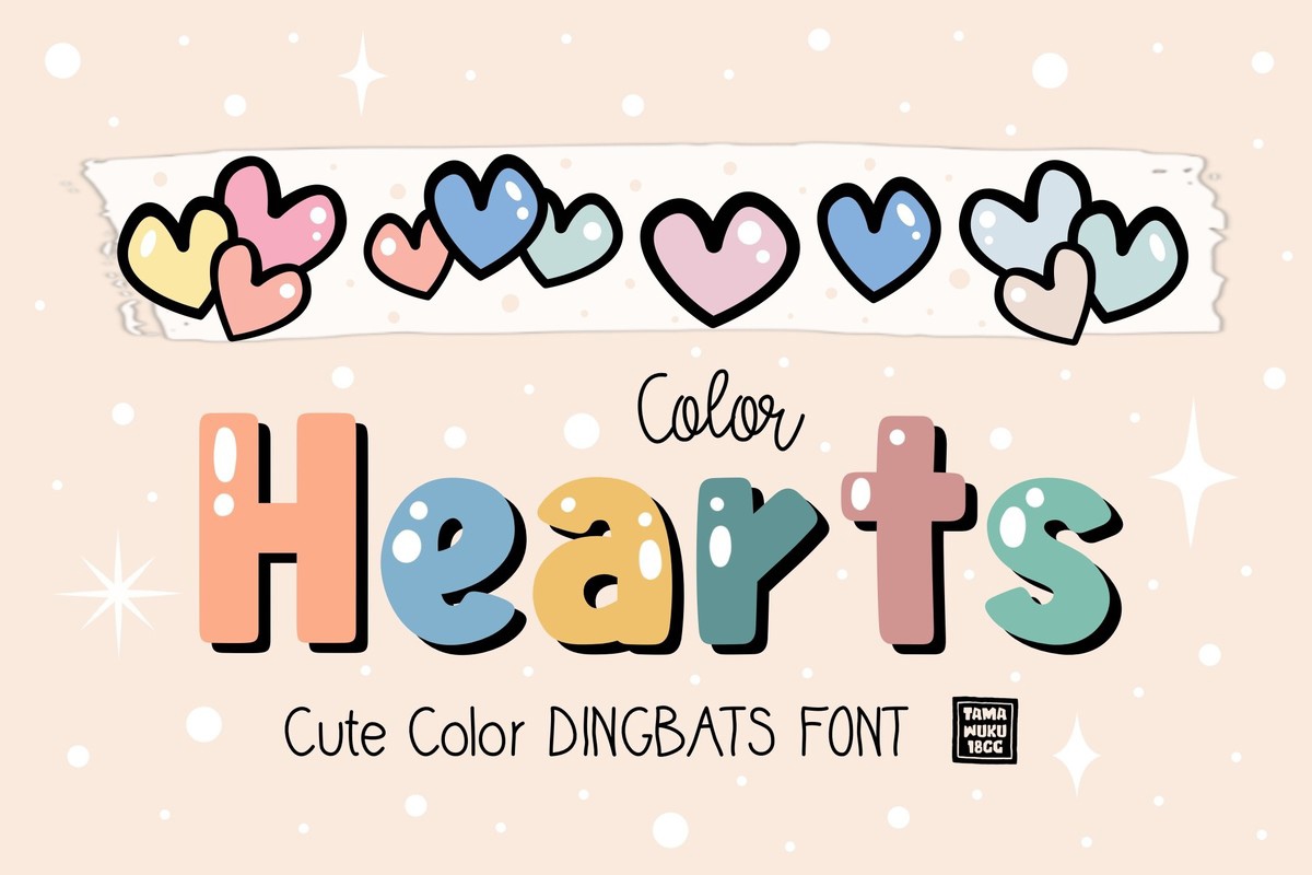 Пример шрифта Color Hearts Regular