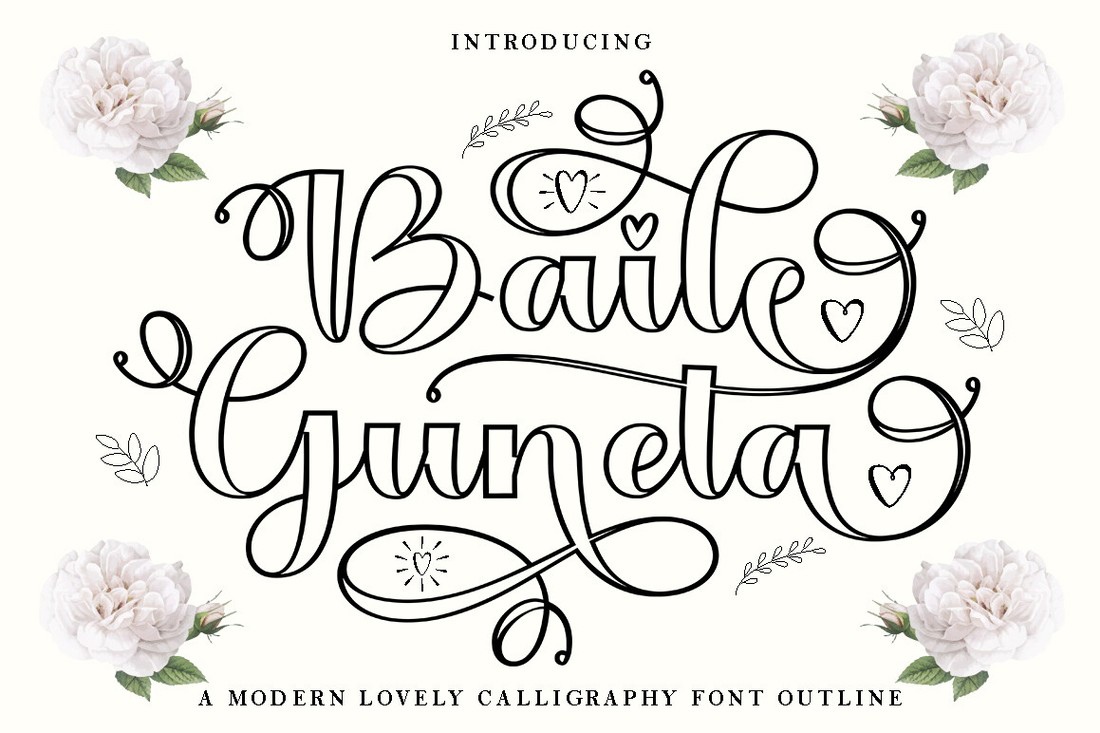 Пример шрифта Baile Guneta Outline Outline