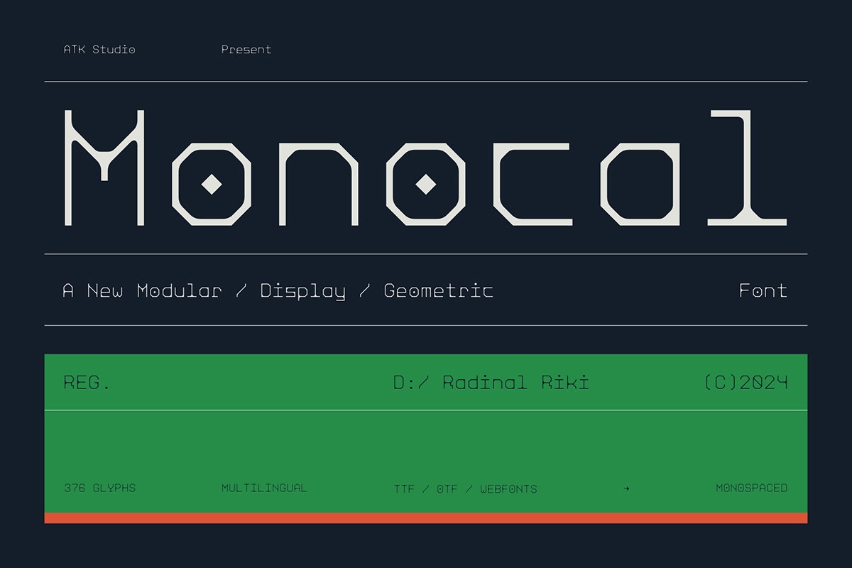 Пример шрифта Monocal Regular