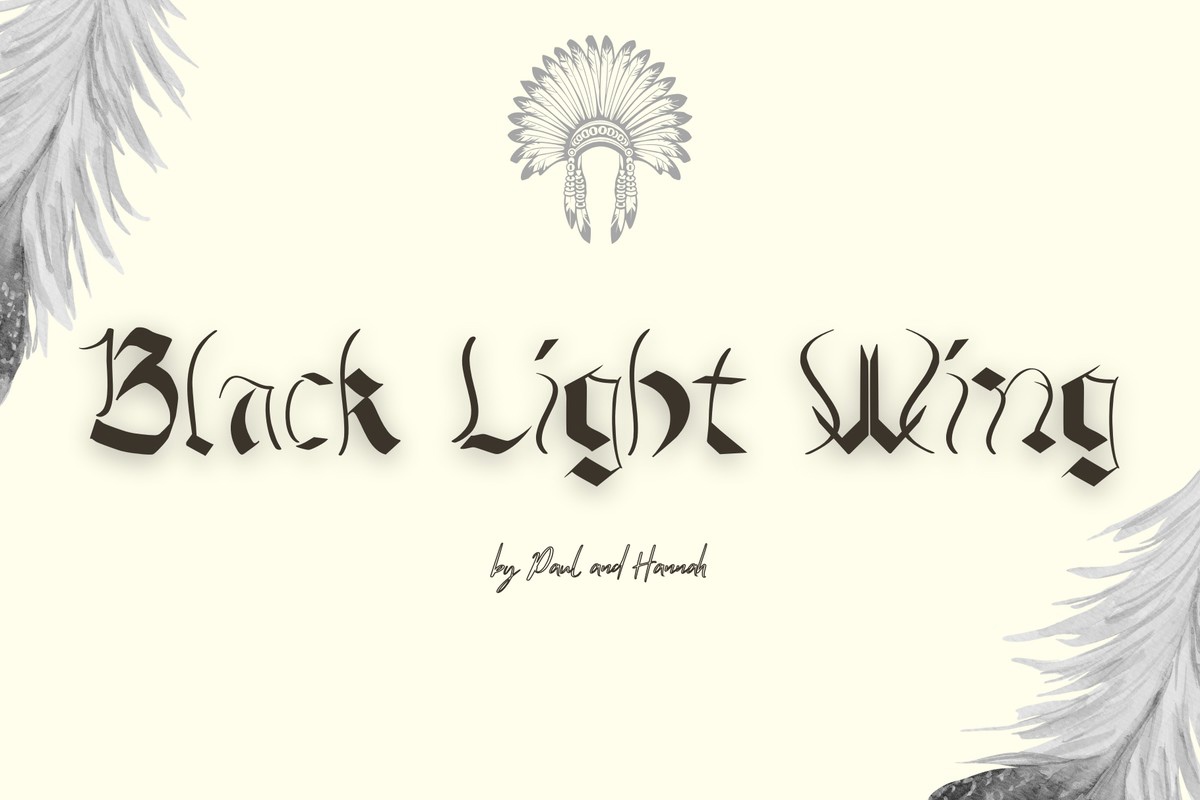 Пример шрифта Black Light Wing Regular