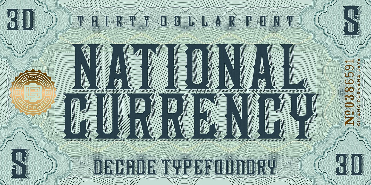 Пример шрифта National Currency Regular