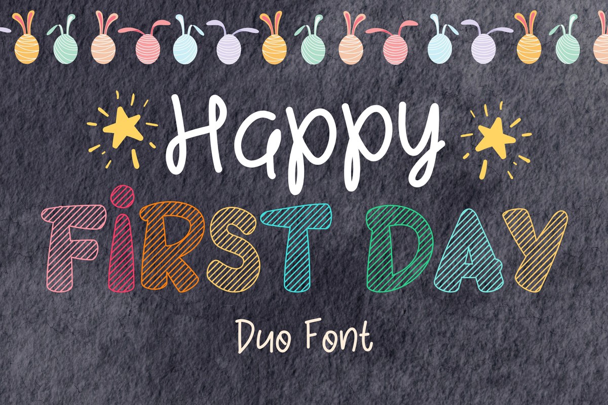 Пример шрифта Happy First Day Handwriting