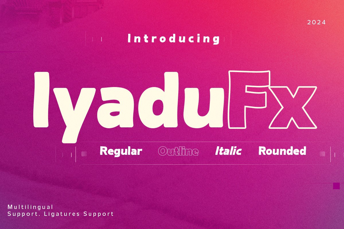 Пример шрифта Iyadufx Italic Outline