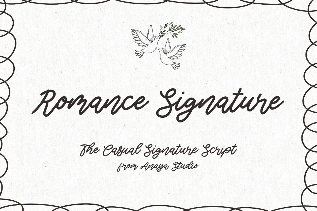 Пример шрифта Romance Signature Regular