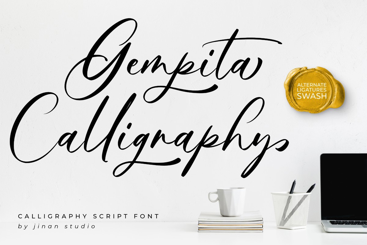 Пример шрифта Gempita Calligraphy Regular