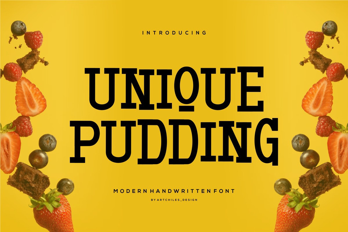 Пример шрифта Unique Pudding Regular
