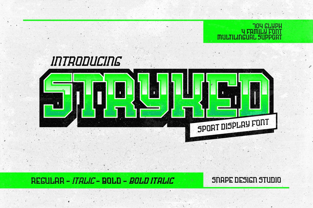 Пример шрифта Stryked Regular