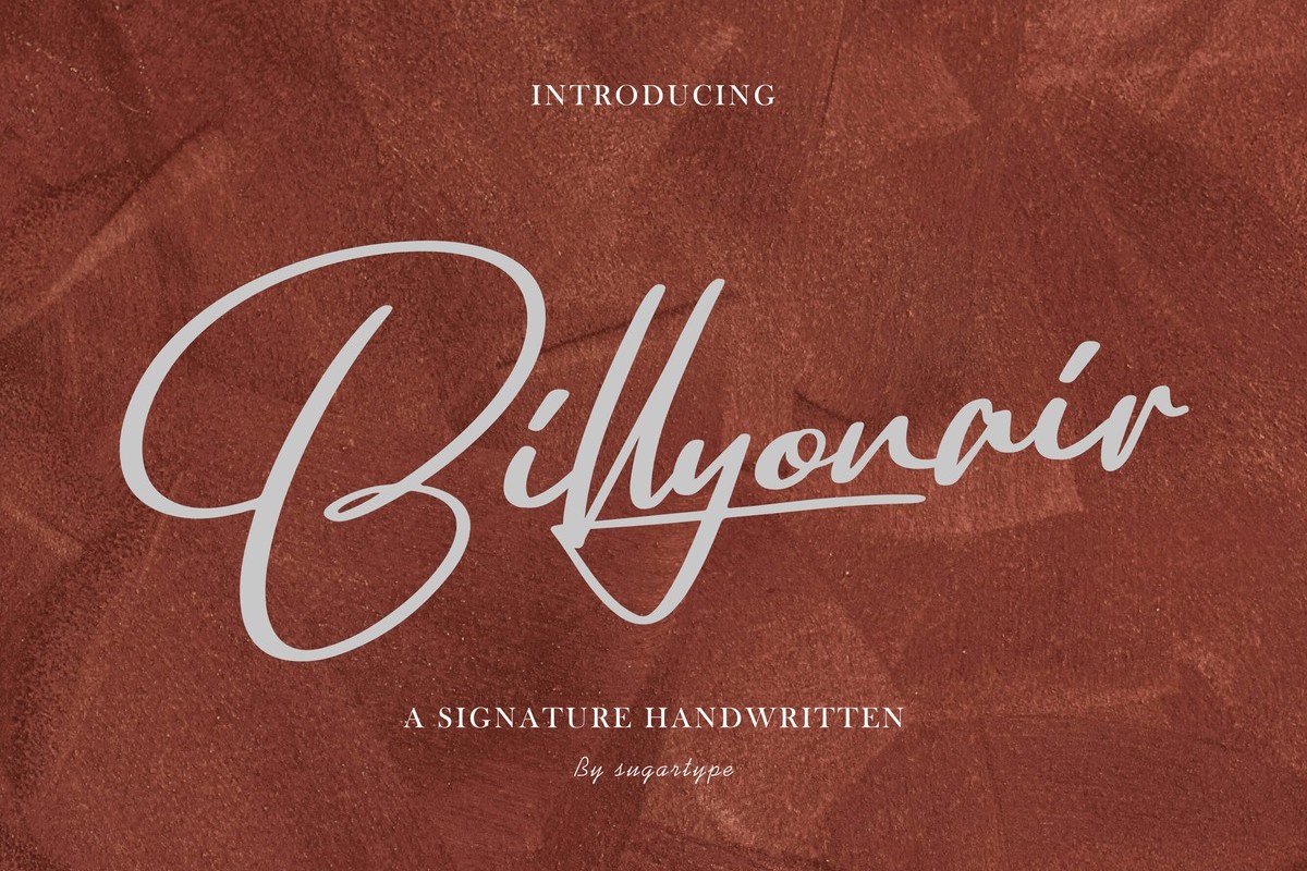 Пример шрифта Billyonair Regular